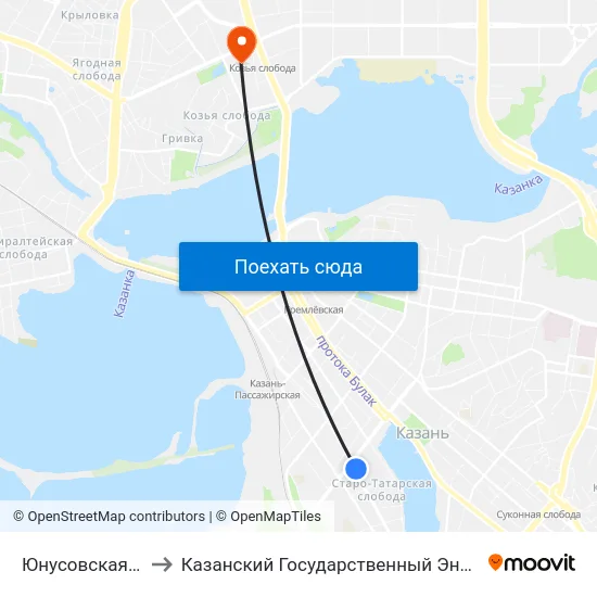 Юнусовская Площадь-1 to Казанский Государственный Энергетический Университет map