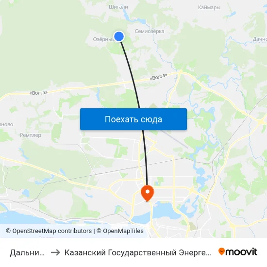 Дальние Сады to Казанский Государственный Энергетический Университет map