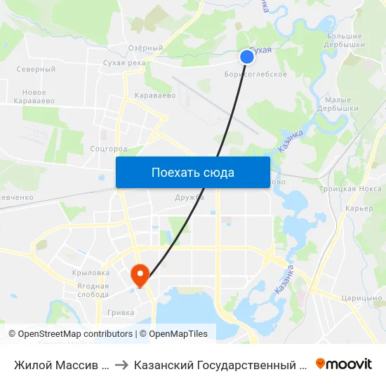 Жилой Массив Борисоглебское to Казанский Государственный Энергетический Университет map