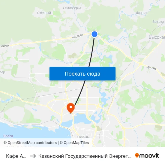 Кафе Ак Барс to Казанский Государственный Энергетический Университет map