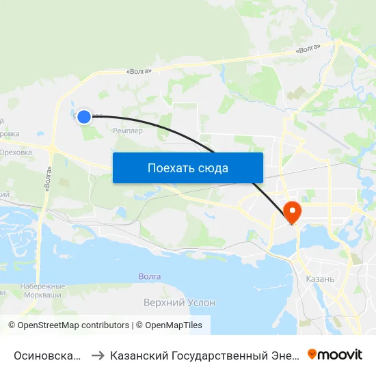 Осиновская Гимназия to Казанский Государственный Энергетический Университет map