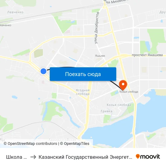 Школа №70-1 to Казанский Государственный Энергетический Университет map