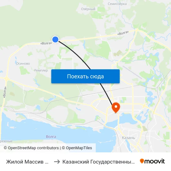 Жилой Массив Краснооктябрьский to Казанский Государственный Энергетический Университет map
