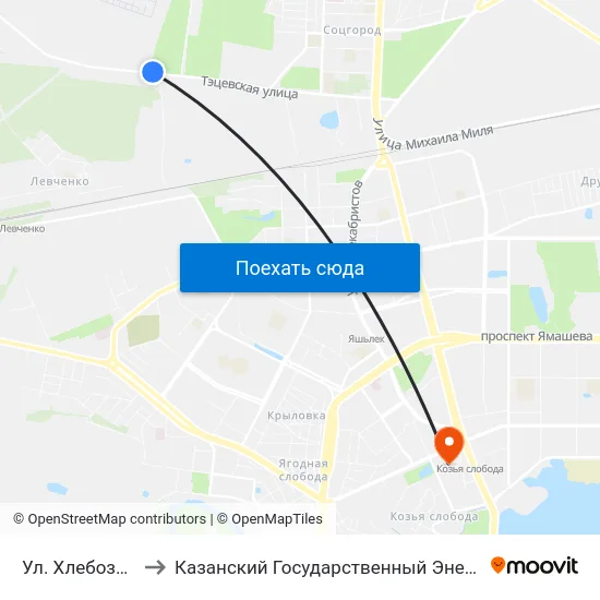 Ул. Хлебозаводская-1 to Казанский Государственный Энергетический Университет map