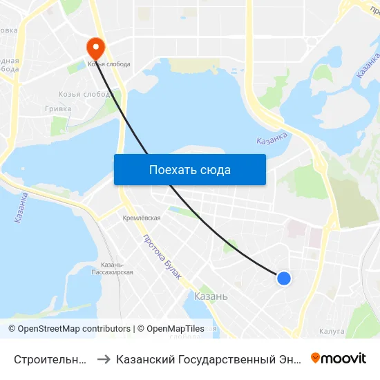 Строительный Институт to Казанский Государственный Энергетический Университет map