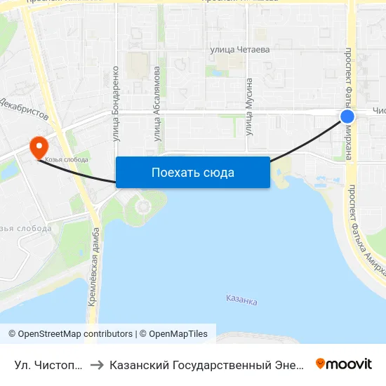 Ул. Чистопольская-2 to Казанский Государственный Энергетический Университет map
