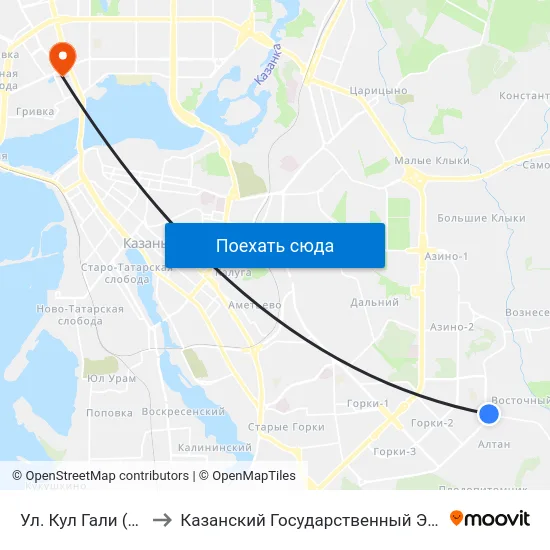 Ул. Кул Гали (Ул. Кул Гали)-1 to Казанский Государственный Энергетический Университет map