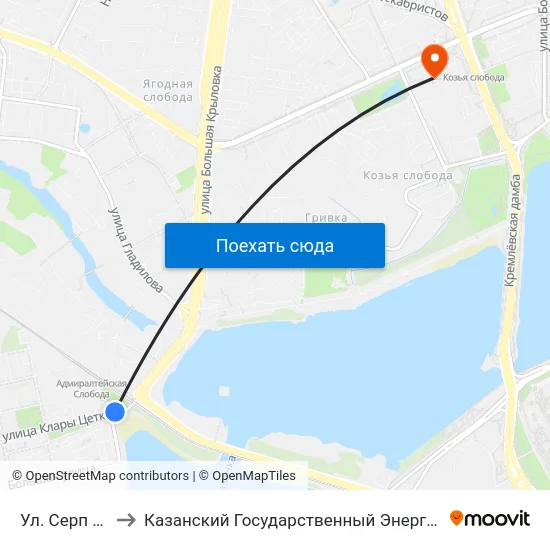Ул. Серп И Молот to Казанский Государственный Энергетический Университет map