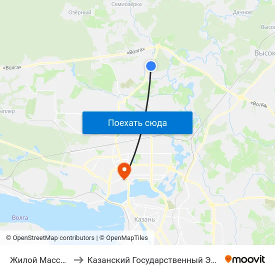 Жилой Массив Кадышево to Казанский Государственный Энергетический Университет map