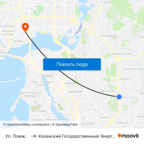 Ул. Ломжинская-2 to Казанский Государственный Энергетический Университет map