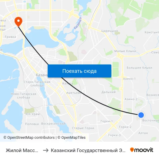 Жилой Массив Восточный to Казанский Государственный Энергетический Университет map