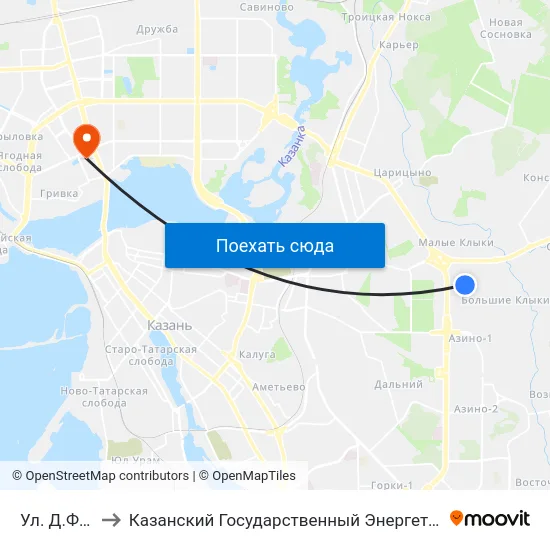 Ул. Д.Файзи-3 to Казанский Государственный Энергетический Университет map