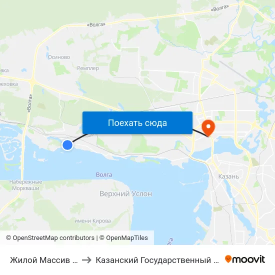 Жилой Массив Красная Горка-1 to Казанский Государственный Энергетический Университет map