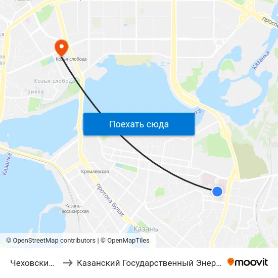 Чеховский Рынок-2 to Казанский Государственный Энергетический Университет map