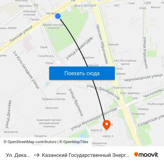 Ул. Декабристов to Казанский Государственный Энергетический Университет map