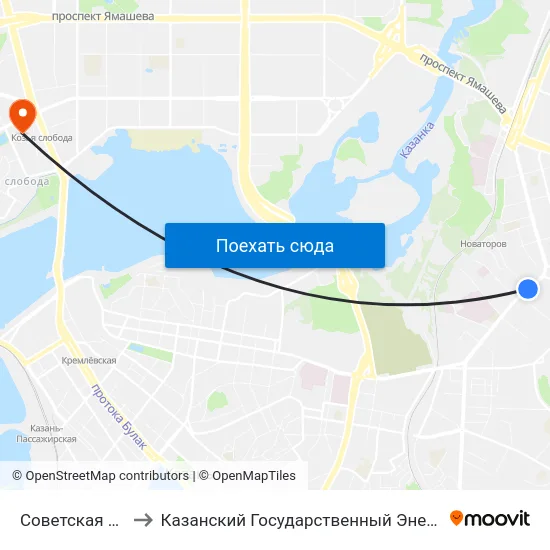 Советская Площадь-2 to Казанский Государственный Энергетический Университет map
