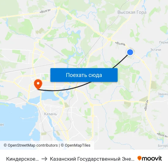 Киндерское Кладбище to Казанский Государственный Энергетический Университет map