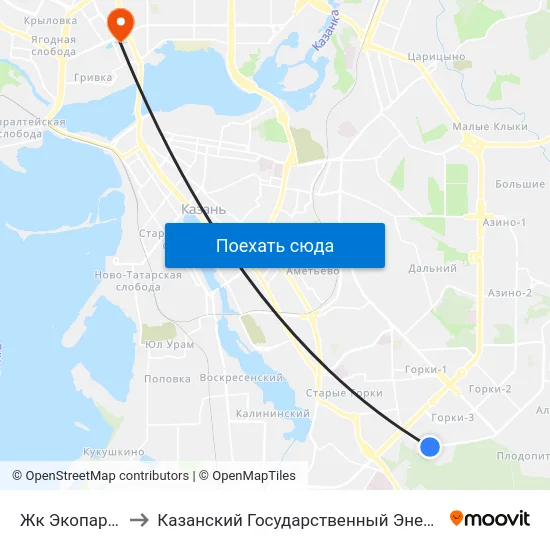 Жк Экопарк Дубрава to Казанский Государственный Энергетический Университет map
