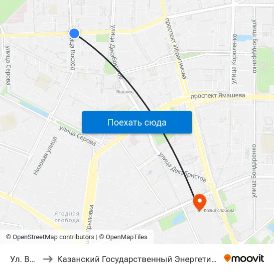 Ул. Восход to Казанский Государственный Энергетический Университет map