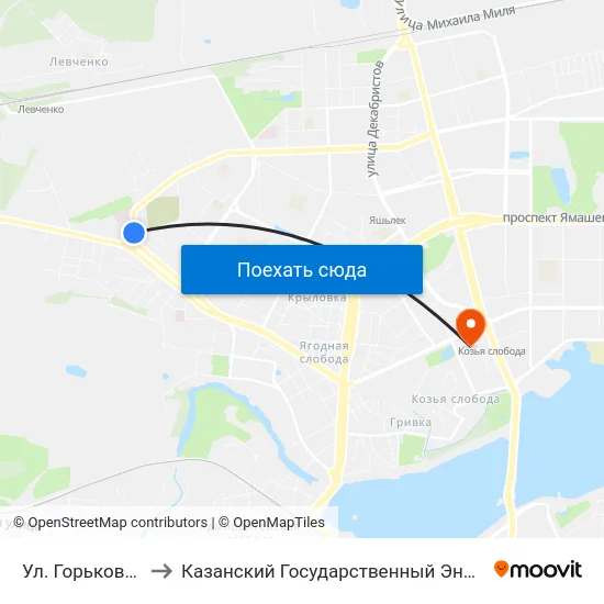 Ул. Горьковское Шоссе to Казанский Государственный Энергетический Университет map