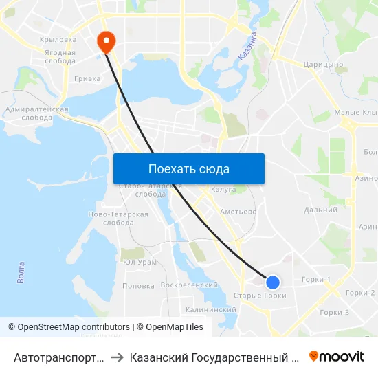 Автотранспортный Техникум-1 to Казанский Государственный Энергетический Университет map