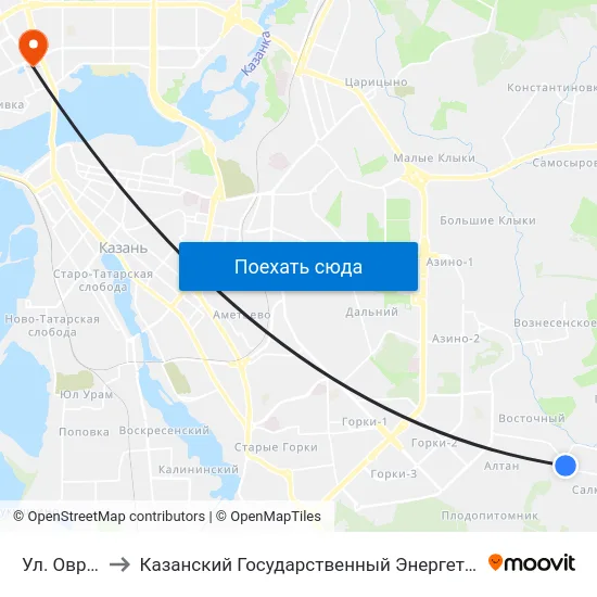 Ул. Овражная to Казанский Государственный Энергетический Университет map