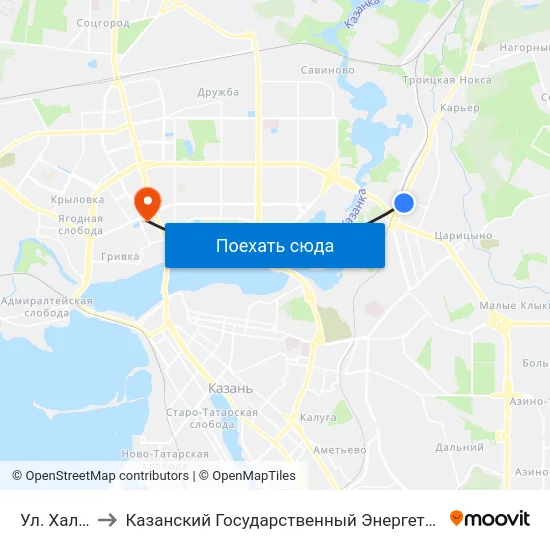 Ул. Халитова to Казанский Государственный Энергетический Университет map