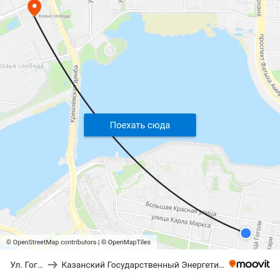 Ул. Гоголя-2 to Казанский Государственный Энергетический Университет map