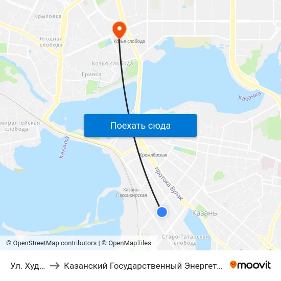 Ул. Худякова to Казанский Государственный Энергетический Университет map