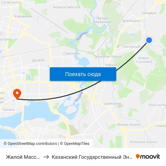 Жилой Массив Сосновка to Казанский Государственный Энергетический Университет map