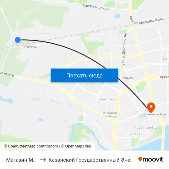 Магазин Мебельград to Казанский Государственный Энергетический Университет map