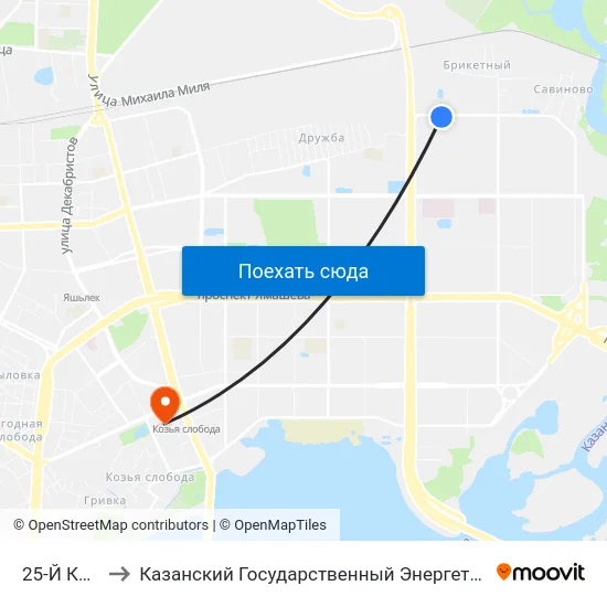 25-Й Квартал to Казанский Государственный Энергетический Университет map