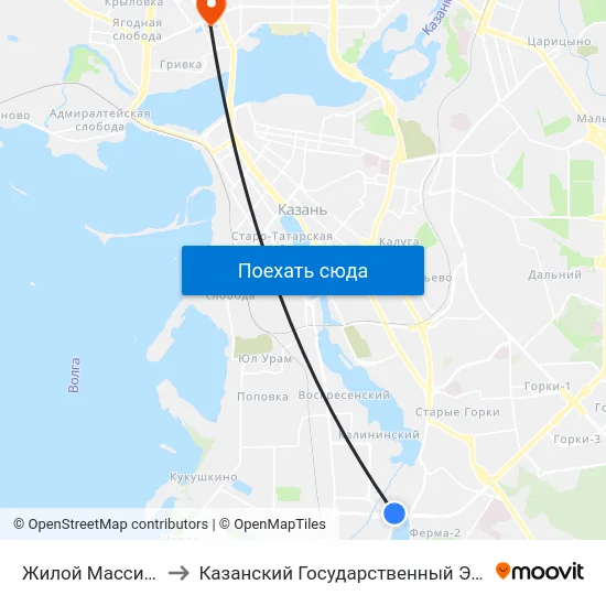 Жилой Массив Борисково-2 to Казанский Государственный Энергетический Университет map