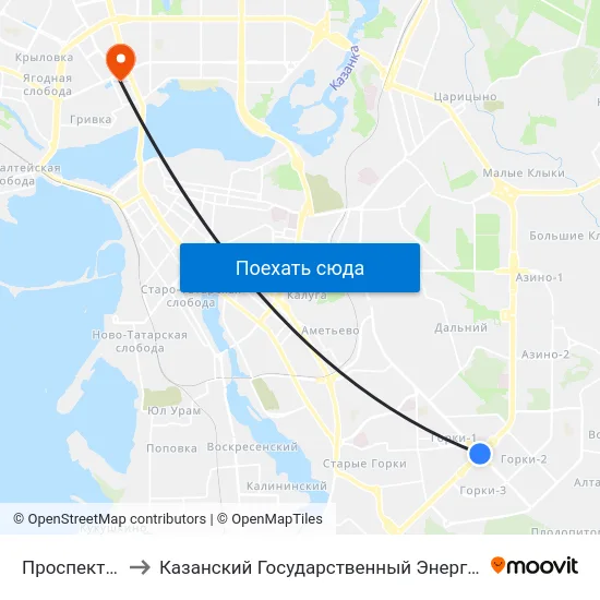Проспект Победы to Казанский Государственный Энергетический Университет map