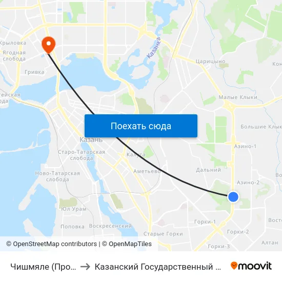 Чишмяле (Проспект Победы) to Казанский Государственный Энергетический Университет map