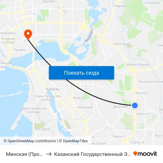 Минская (Проспект Победы) to Казанский Государственный Энергетический Университет map