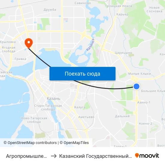 Агропромышленный Парк Казань to Казанский Государственный Энергетический Университет map