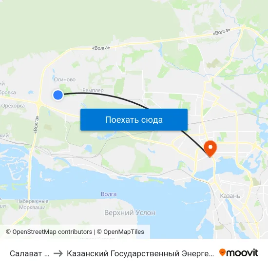 Салават Купере to Казанский Государственный Энергетический Университет map
