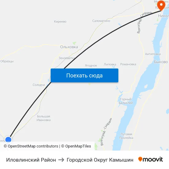 Иловлинский Район to Городской Округ Камышин map