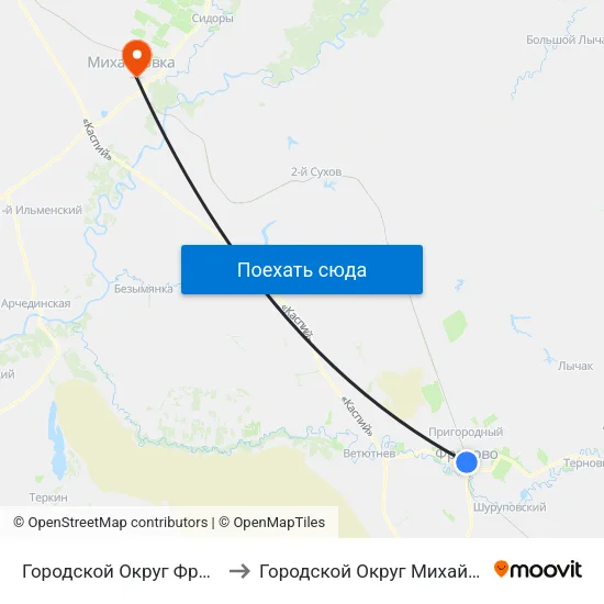 Городской Округ Фролово to Городской Округ Михайловка map