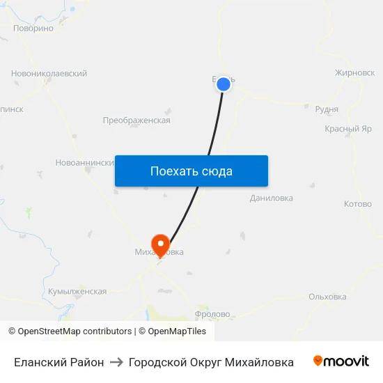Еланский Район to Городской Округ Михайловка map