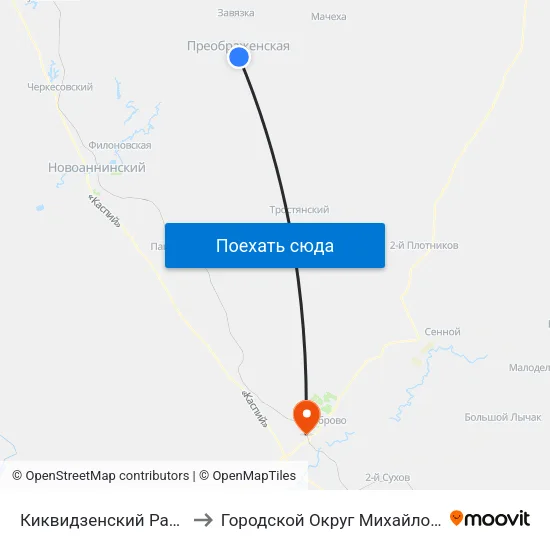 Киквидзенский Район to Городской Округ Михайловка map