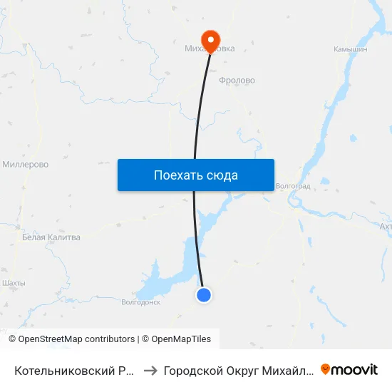 Котельниковский Район to Городской Округ Михайловка map