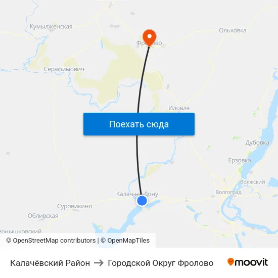 Калачёвский Район to Городской Округ Фролово map