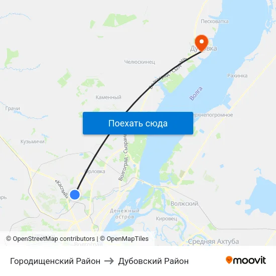 Городищенский Район to Дубовский Район map