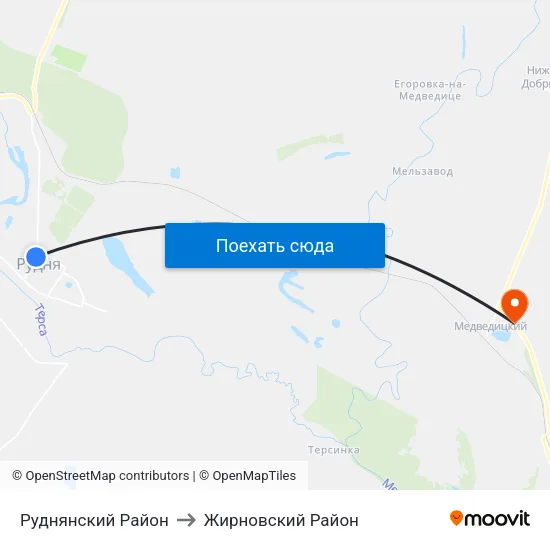 Руднянский Район to Жирновский Район map