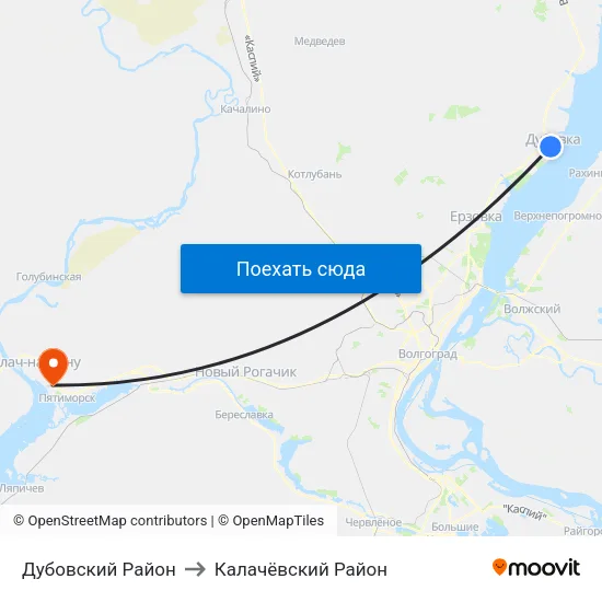 Дубовский Район to Калачёвский Район map