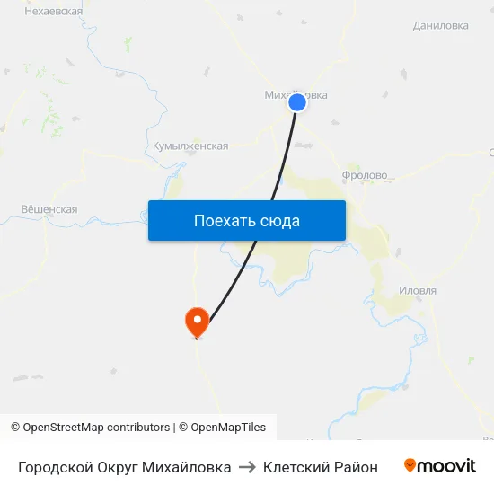 Городской Округ Михайловка to Клетский Район map
