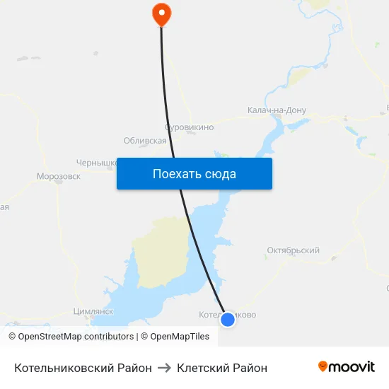 Котельниковский Район to Клетский Район map