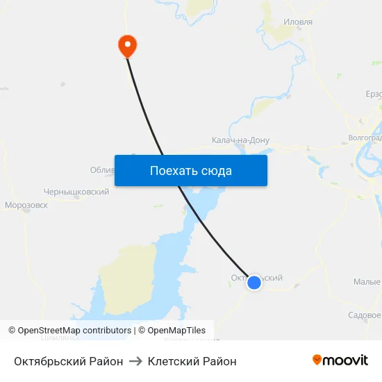 Октябрьский Район to Клетский Район map
